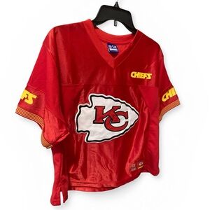 Kansas City Chiefs Jersey Crop Top w/Mesh Shirt NFL Women's Large NWT